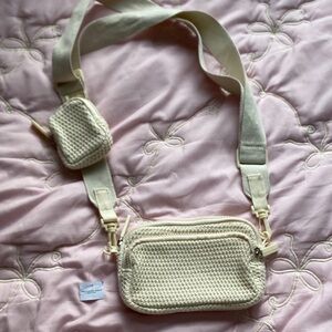 American Eagle Cream Woven Crossbody Bag